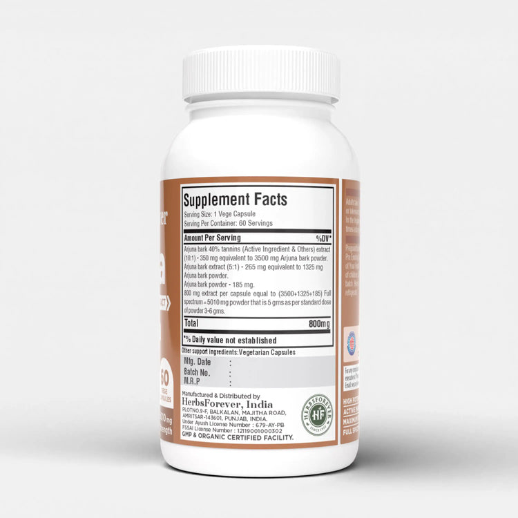 Arjuna Terminalia Arjuna Traditional Wellness Supplement 60 Vege Capsules | 800mg