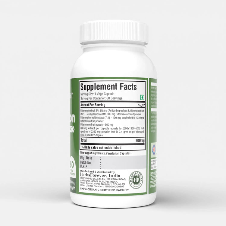 Herbsforever Bitter Melon Capsules Momordica Charantia 60 Vege Capsules 800 Mg Each