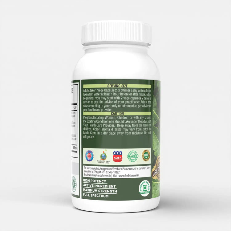 Herbsforever Neem Capsules Azadirachta Indica Skin Supplement 60 Vege Capsules 800 mg each