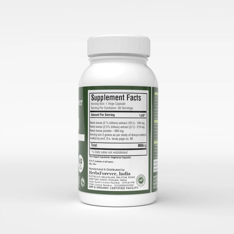 Neem Capsules - Supplement Facts