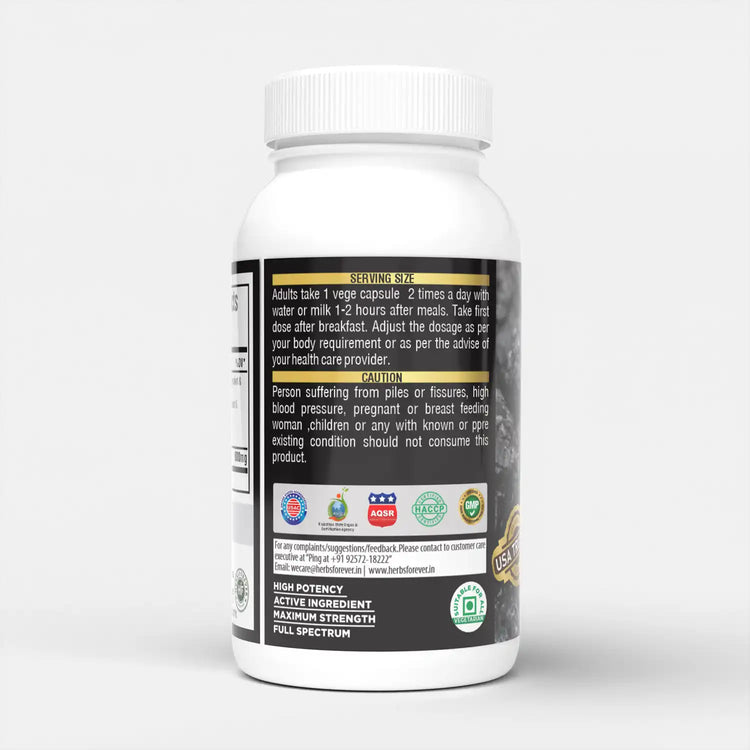 Herbsforever Shilajit Capsules | Premium Mineral Pitch with 76.27% Fulvic Acid | Natural Energy & Stamina Booster – 60 Veg Capsules, 600mg Each | Authentic & Pure Formula