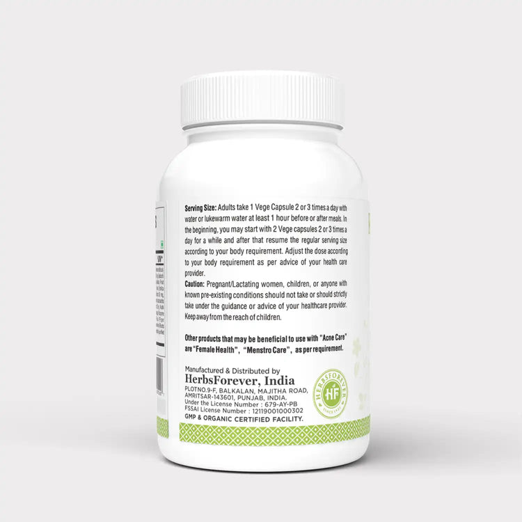 Herbsforever Acne Clear ACNIL | Natural Herbal Supplement for Clear Skin, Healthy Complexion | Control Face Pimples & Oil Balance | 90 Veg Capsules, 800mg Each | Ayurvedic Formula