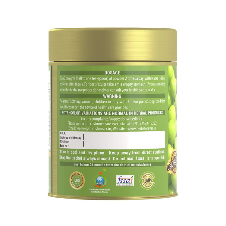 Herbsforever Amla Powder | Phyllanthus Emblica, Vitamin C & Antioxidants, Supports Healthy Immunity, Non-GMO, Vegan, 100 GMS | Natural Superfood for Daily Wellness