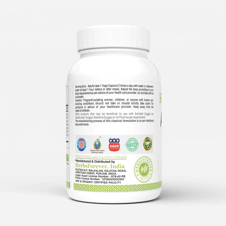 Herbsforever Amritadi Guggulu Traditional Ayurvedic Formulation 90 Vege Capsules 800 Mg Each