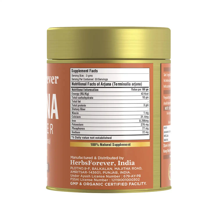 Arjuna Powder Terminalia Arjuna Non GMO, Vegan 100 GMS