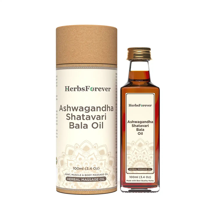 Herbsforever Ashwagandha Shatavari Oil Cold Pressed Premium Oil for Relaxation and Muscle Support Non-GMO, Vegan (100 ml)
