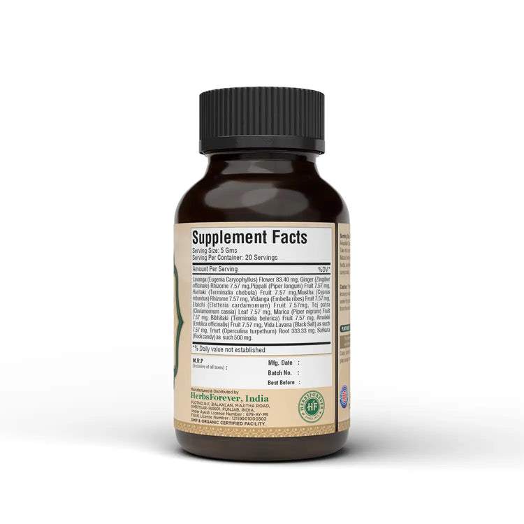 Herbsforever Avipatikar Churna | Ayurvedic Herbal Supplement for Digestive Support & Gut Health | Non-GMO, Vegan | Traditional Formula | 100 GMS