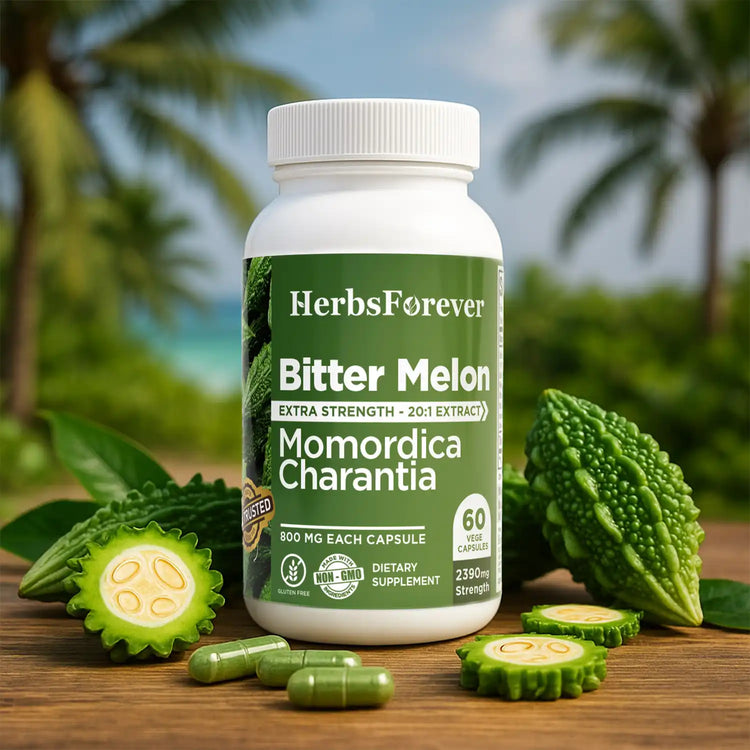 Herbsforever Bitter Melon Capsules Momordica Charantia 60 Vege Capsules 800 Mg Each