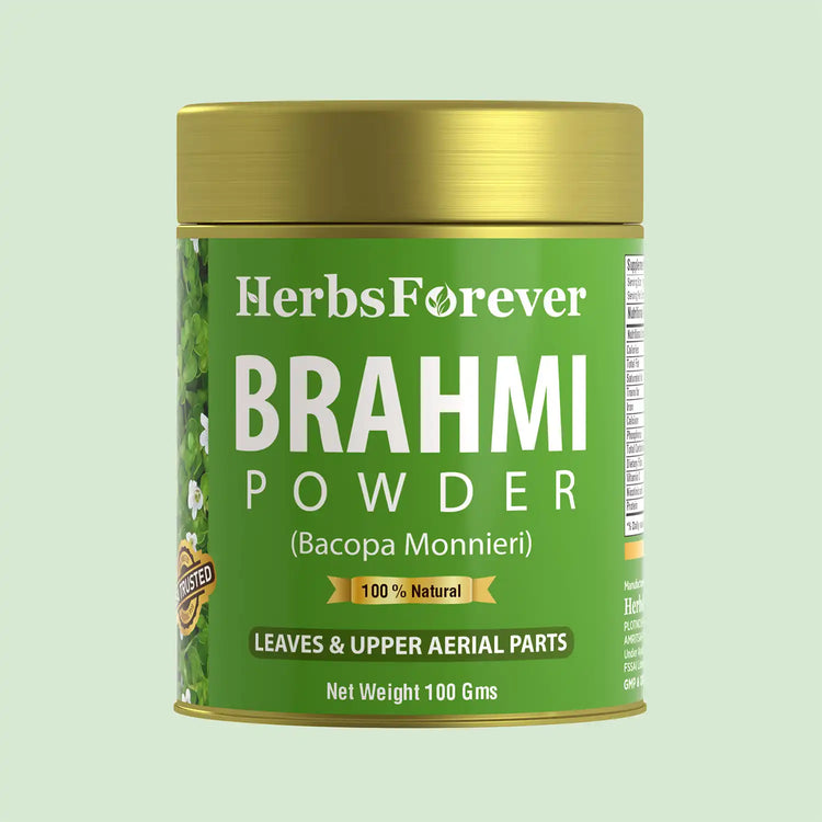 HerbsForever Brahmi Powder I 100% Pure Bacopa Monnieri I Natural Herbal Supplement – Non-GMO, Vegan, Gluten-Free I Supports Wellness – Premium Quality 100 GMS