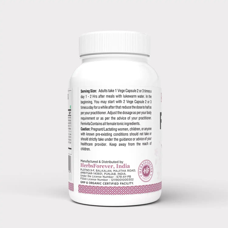 Herbsforever Femivita Capsules Everyday Female Health Supplement Supports Healthy Skin and Strong Muscles 90 Vege Capsules 750 Mg Each