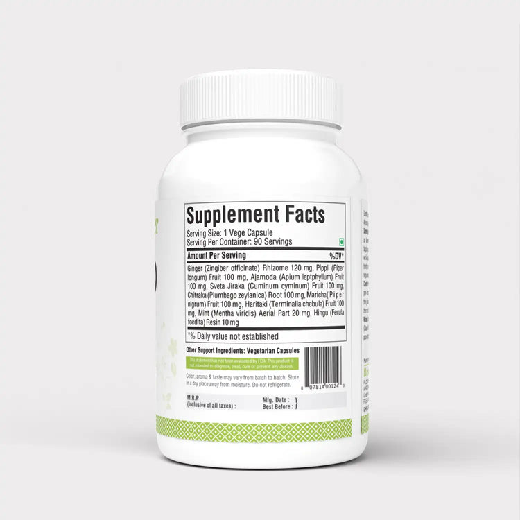 HerbsForever Gastro Care Stomach Discomfort ,IBS, Gas, Bloating - Asafoedita , Ginger ,Cumin , Haritaki plus Potent Ayurvedic Bitters , Herbs, Spices , digestive & Gut Enzymes 90 Veg Capsules, 750mg