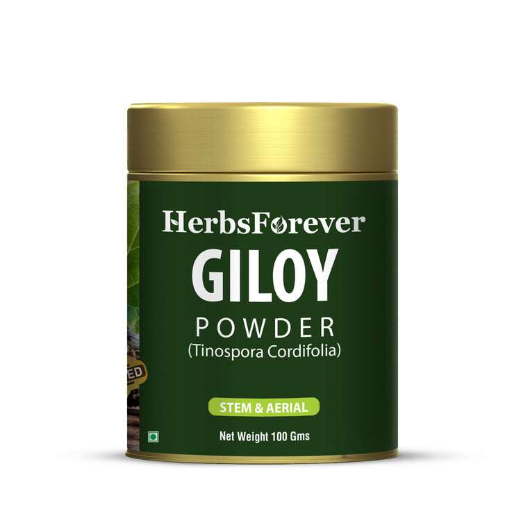 HerbsForever - Giloy Powder (Guduchi powder) – Tinospora cordifolia - Non-GMO - Vegan – 100 Gm - Pack size.