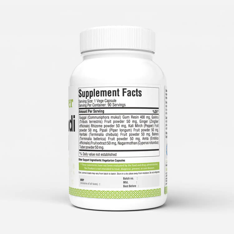 Herbsforever Gokshuradi Guggul Capsules Traditional Ayurvedic Formulation - Kidneys Health Supplement 90 Vege Capsules 800 Mg Each