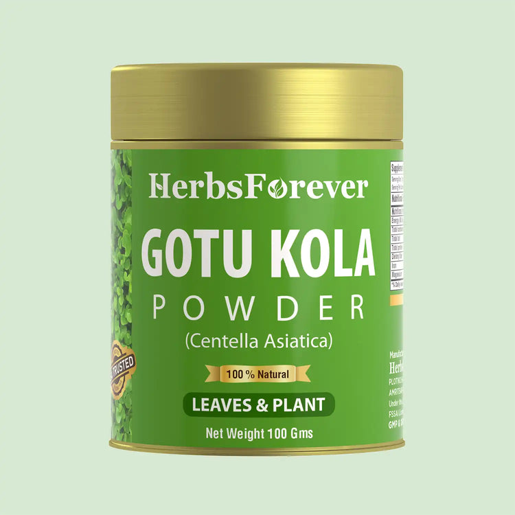 Herbsforever Gotu Kola Powder Centella asiatica Reducing Stress Enhance Memory & Focus Non GMO, Vegan 100 GMS