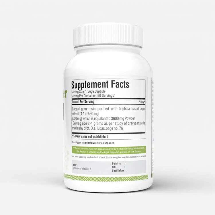 Herbsforever Shudha Guggul Capsules Commiphora Mukul 90 Vege Capsules 550 Mg Each