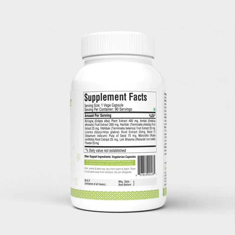 Herbsforever Hair Health Capsules Hair Supplement Promotes Hair Health 90 Capsules 800 Mg Each