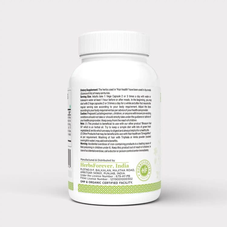 Herbsforever Hair Health Capsules Hair Supplement Promotes Hair Health 90 Capsules 800 Mg Each