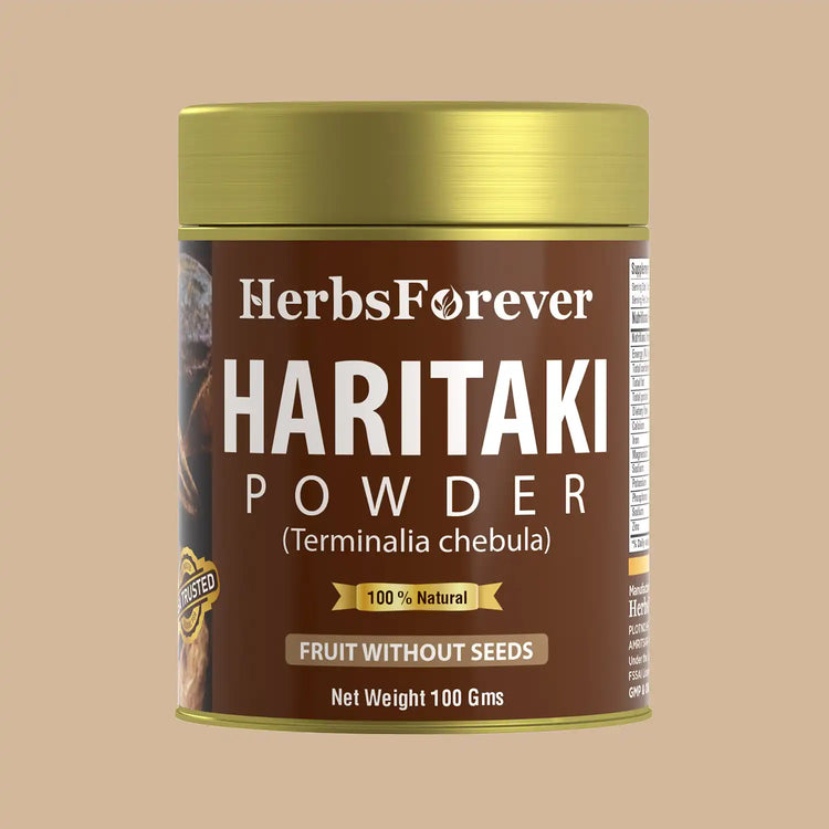 HerbsForever Haritaki Powder | Terminalia Chebula | Non-GMO, Gluten-Free, Vegan | Premium Quality, Raw, Seedless, Freshly Ground, Natural Herbal Powder 100 GMS