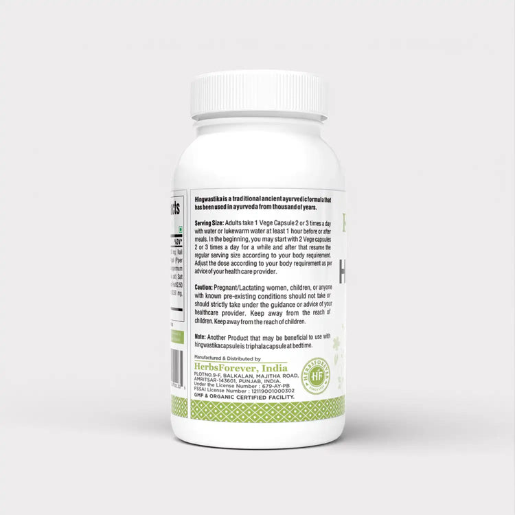 Herbsforever Hingwastika Capsules – Ayurvedic Herbal Supplement – 60 Vege Capsules – 500 Mg Each