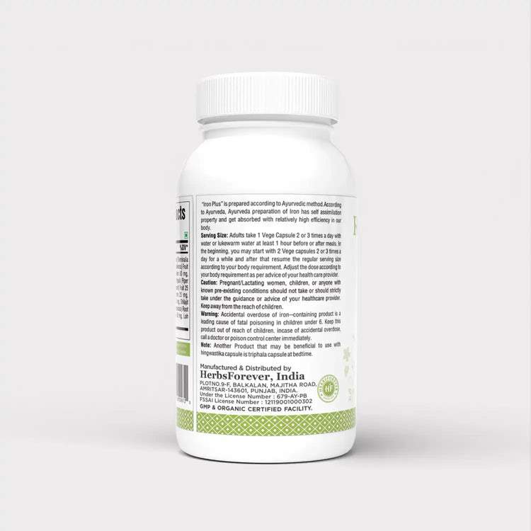 Herbsforever Iron Plus Capsules Iron Supplement Promotes Iron Level 60 Capsules 800 Mg Each