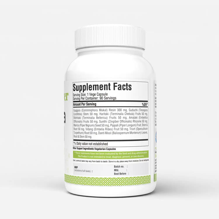 Herbsforever Kaishora Guggul Capsules | Traditional Ayurvedic Herbal Blend | Supports Natural Detox, Joint Flexibility & Skin Wellness | 90 Vegetarian Capsules 800 Mg Each