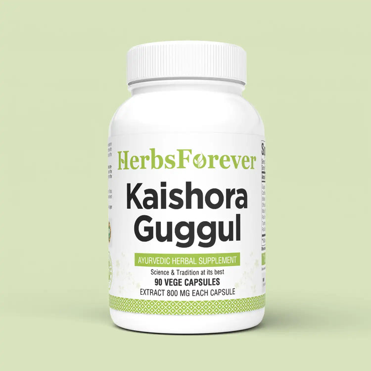 Herbsforever Kaishora Guggul Capsules | Traditional Ayurvedic Herbal Blend | Supports Natural Detox, Joint Flexibility & Skin Wellness | 90 Vegetarian Capsules 800 Mg Each