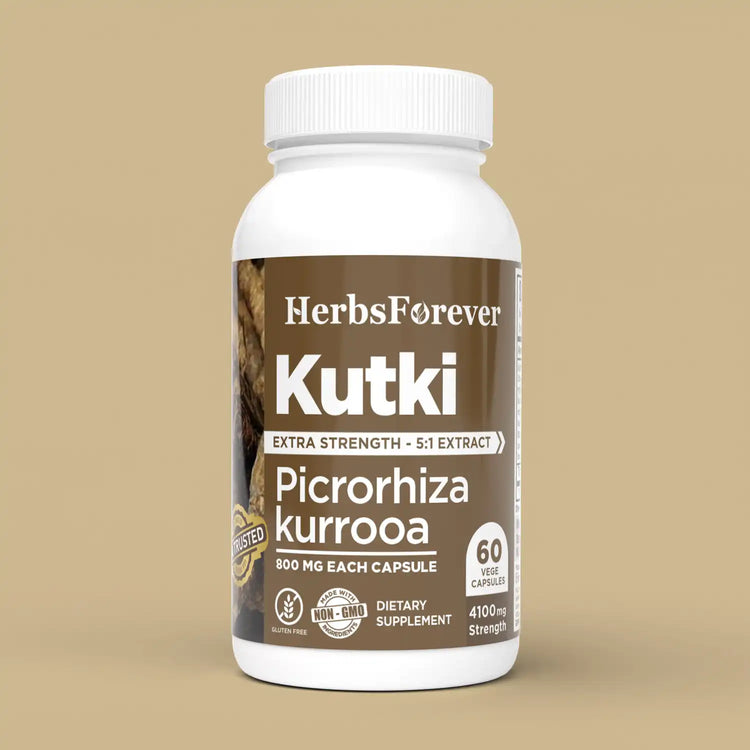 Herbsforever Kutki Capsules | Picrorhiza Kurroa Extract with 10% Bitters & 7% Kutkin | 800 mg, 60 Vegan Capsules | Premium Herbal Supplement for Wellness Support