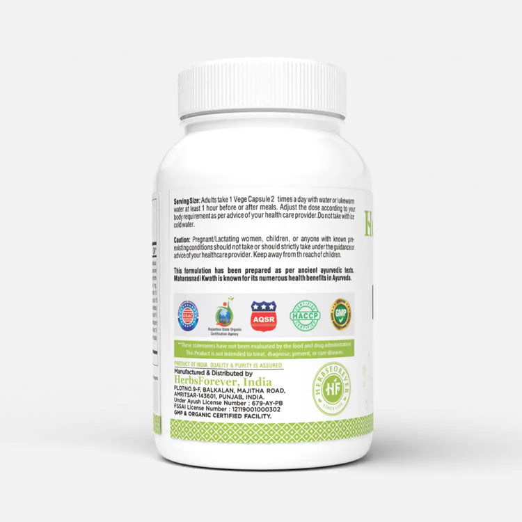 Herbsforever Maha Rasnadi Kwath Ayurvedic Herbal Supplement 90 Veg Capsules, 800mg Each Supports Joint Health & Mobility with Natural Ingredients