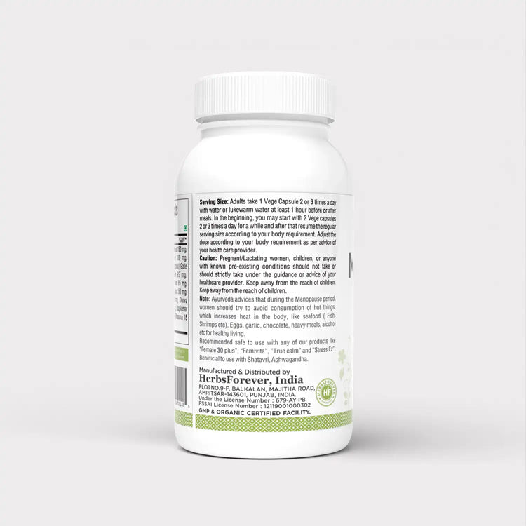 HerbsForever Menopause Support Supplement for Women | Natural Herbal Formula, Hormone Balance | Hot Flash Relief, 120 Capsules 750 Mg Each