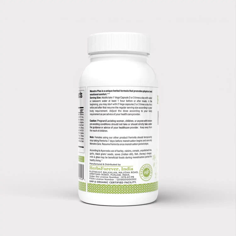 Herbsforever Menstro Care Capsules Women Supplement Promotes Women Comfort 60 Capsules 500 Mg Each