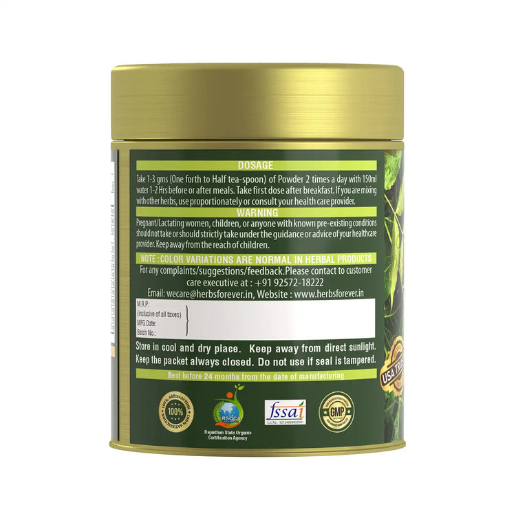 HerbsForever Neem Powder - Azadirachta Indica - Ayurvedic Herb for Healthy Skin - Non GMO, Organic, Vegan 100 GMS.