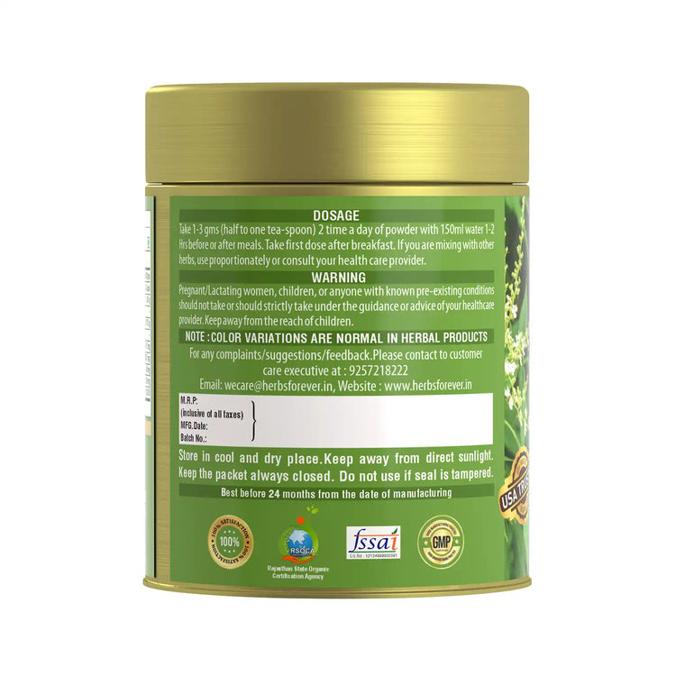 Herbsforever Nirgundi Powder Vitex Negundo Balancing Vata and Ushna Non GMO, Vegan 100 GMS