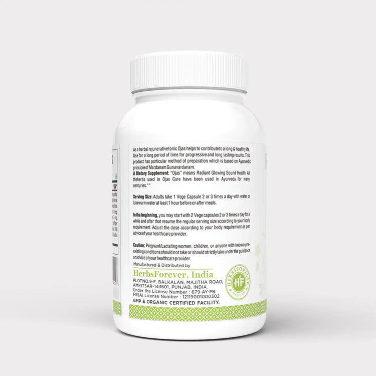Herbsforever Ojas Care Capsules Nutritional Supplement Promotes Body Energy 90 Capsules 800 Mg Each