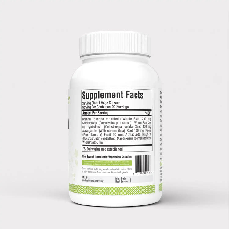 Herbsforever Omega Mind Capsules | Herbal Brain & Memory Support Supplement | Natural Focus & Clarity – 750 Mg Each Vegetarian Capsules | Daily Wellness Formula