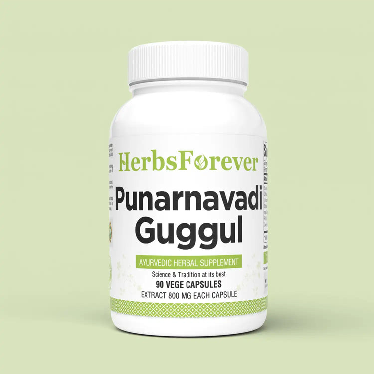 HerbsForever Punarnavadi Guggul Capsules – Traditional Ayurvedic Formulation – Kapha Balancing Formula – 90 Vege Capsules – 800 Mg Each