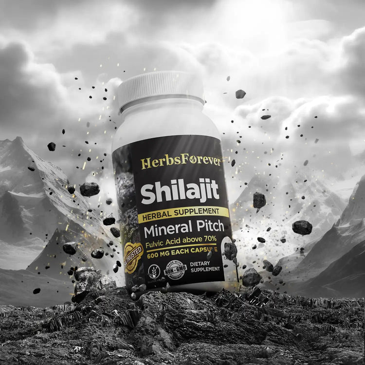 Herbsforever Shilajit Capsules | Premium Mineral Pitch with 76.27% Fulvic Acid | Natural Energy & Stamina Booster – 60 Veg Capsules, 600mg Each | Authentic & Pure Formula