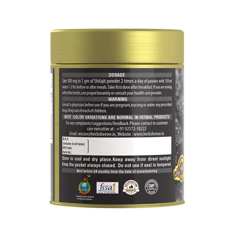 Herbsforever Shilajit Powder Mineral Pitch Antioxidant General Wellness Concentrated Extract 6:1 8.11 oz 100 GMS.