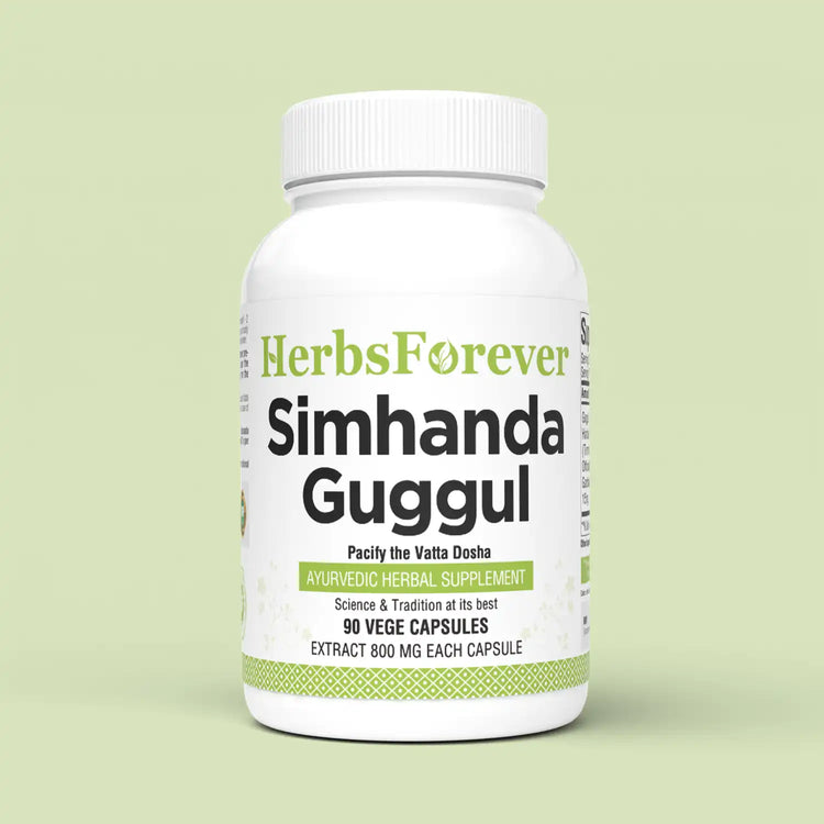 Herbsforever Simhanada Guggul | Ayurvedic Herbal Supplement with Castor Oil & Triphala | Supports Joint Flexibility, Detox & Digestive Health | 90 Vegan Capsules 800 Mg Each | Non-GMO