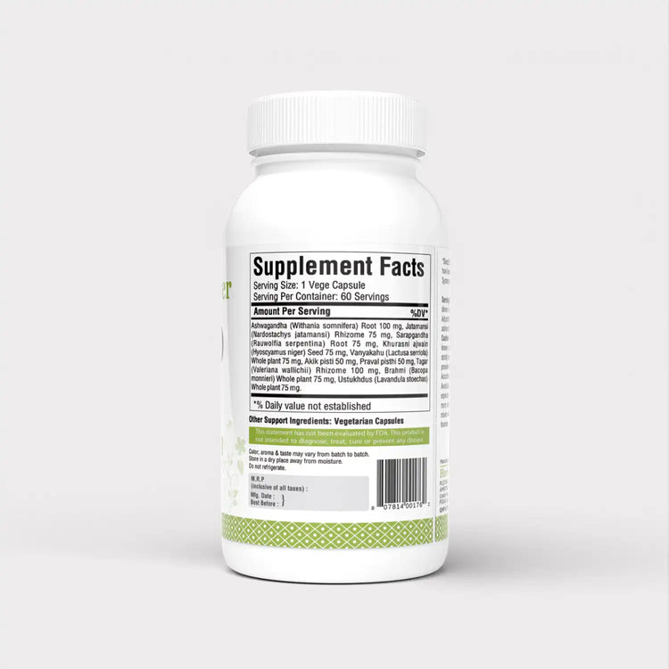 Herbsforever Sleep Ez (Sleep Ease) (Ayurvedic Herbal Formulation) for Relaxation of Mind, Body and Assistance of Blissful Sleep Pattern, 60 vege Capsules, 750 mg Each Concentrated Extract