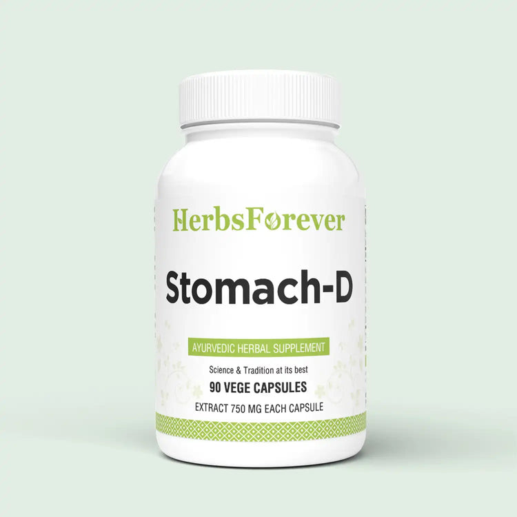 Herbsforever Stomach-D Capsules AbdomenSupplement Promotes Healthy Digestion 90 Capsules 750 Mg Each