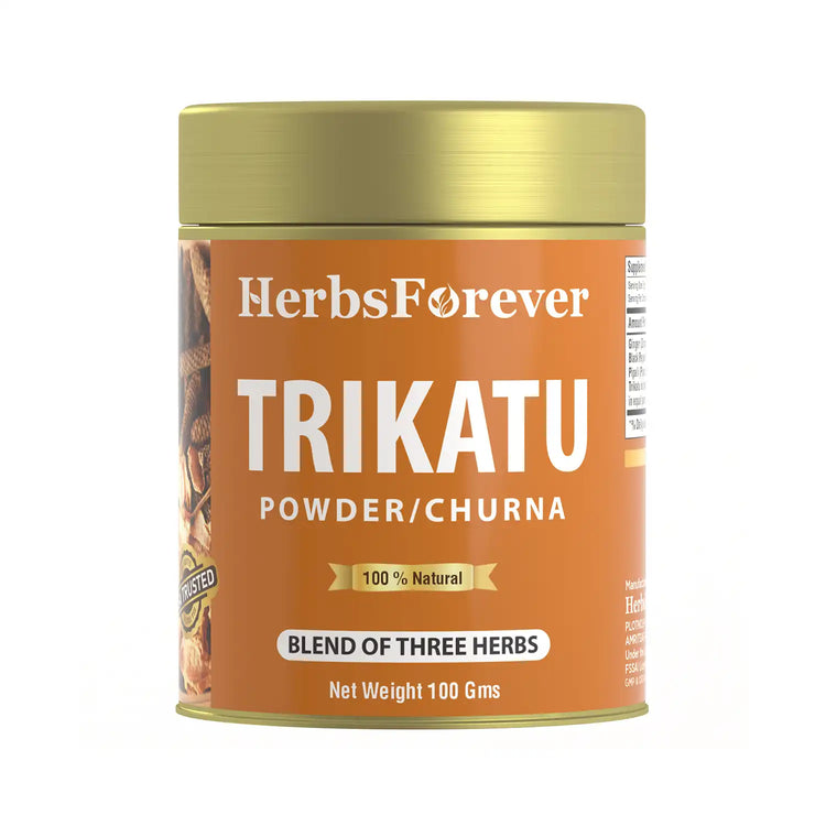 HerbsForever Trikatu Churna Powder – Ayurvedic Herbal Blend for Digestive Support & Vata Balance, Non-GMO, Vegan, 100g | Natural Wellness Supplement