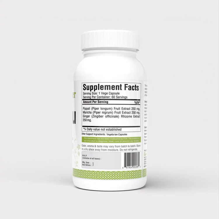 Herbsforever Trikatu Capsules – Ayurvedic Herbal Supplement – 60 Vege Capsules – 750 Mg Each