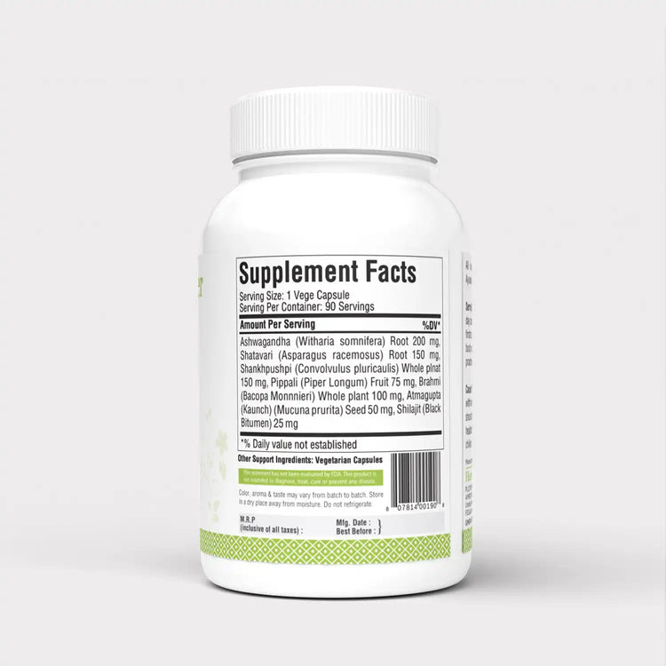 Herbsforever True Calm Capsules Ayurvedic Herbal Formulation Stress Relief Formula Provides Calmness and Comfortable Sleep 90 Vege Capsules 750 Mg Each