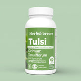 Herbsforever Tulsi Capsules Holy Basil Ocimum Sanctum 60 Vege Capsules 750 Mg Each