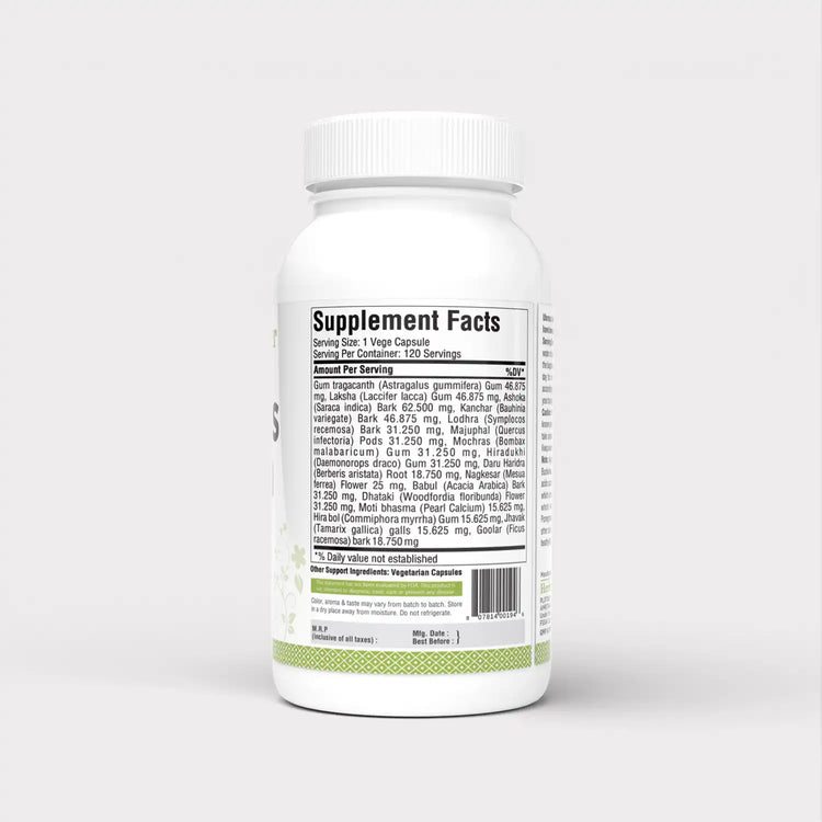 HerbsForever Uterous Health/Uterous Care Herbal Product Control Excess Cysts Bleeding, Fibroids, 120 Vege Capsules, 500 mg Each, Concentrated Extract