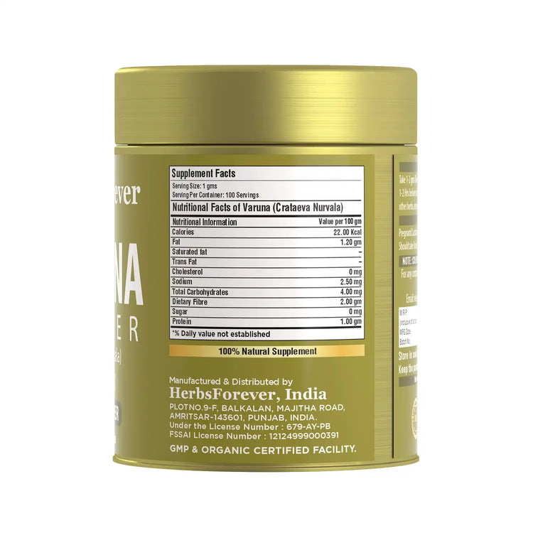 Varuna Crataeva Nurvala Powder 100g Non-GMO, Vegan Extract for Bladder and Kidney Function Support, Promotes Natural Balance and Wellness