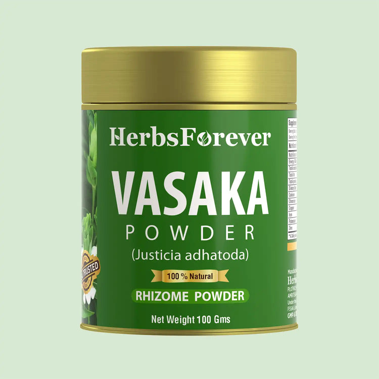 HerbsForever Vasaka Powder | Justicia Adhatoda | Supports Respiratory Health & Wellness | Herbal Supplement | Non-GMO, Vegan | 100g ) | Traditional Ayurveda