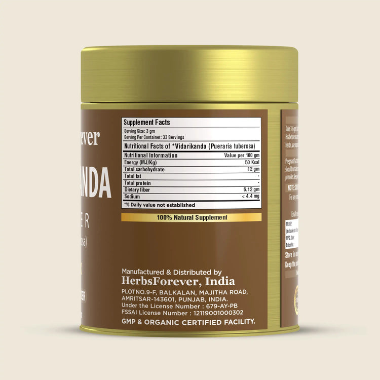 HerbsForever Vidarikanda Powder Pueraria Tuberosa Ipomoea Digitata Immunity Booster Non GMO, Vegan 100 GMS