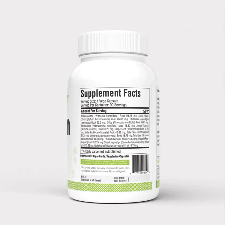 Herbsforever Vitazin Capsules Ayurvedic Herbal Supplement Supports Energy & Performance Provides Physical and Mental Strength 90 Vege Capsules 500 Mg Each