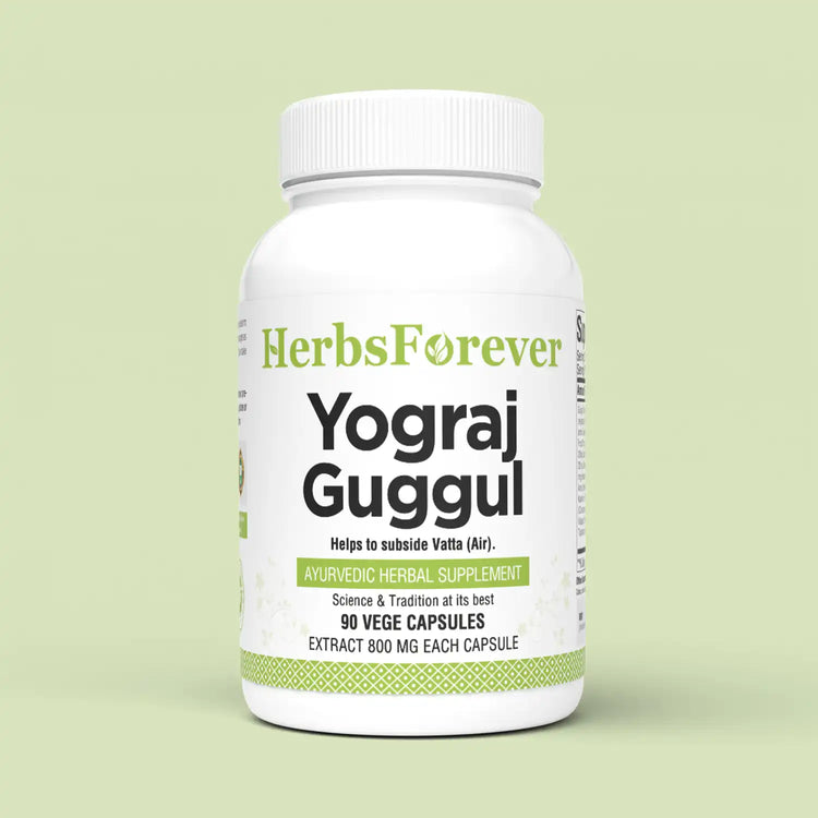 Herbsforever Yograj Guggulu – Ayurvedic Herbal Supplement – 90 Vege Capsules – 800 Mg Each